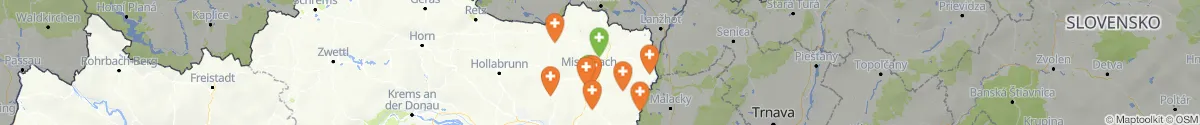 Kartenansicht für Apotheken-Notdienste in der Nähe von Großkrut (Mistelbach, Niederösterreich)